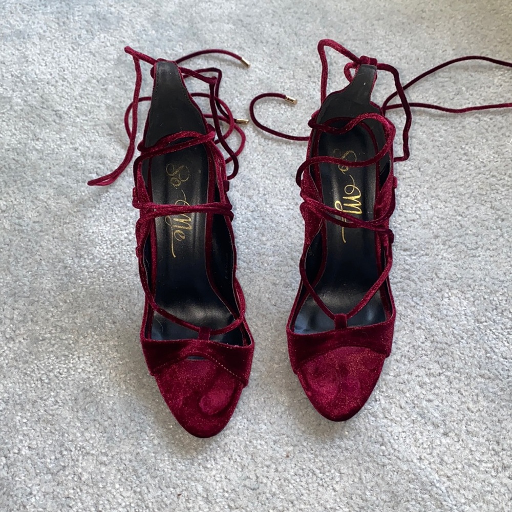 Lace up ruby velvet hills